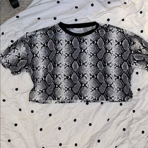 Topshop snakeskin crop t shirt